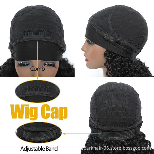Headband wigs Top Virgin Kinky Curly 150% Density Natural Color human hair for black women Machine Made wig wholesale vendors